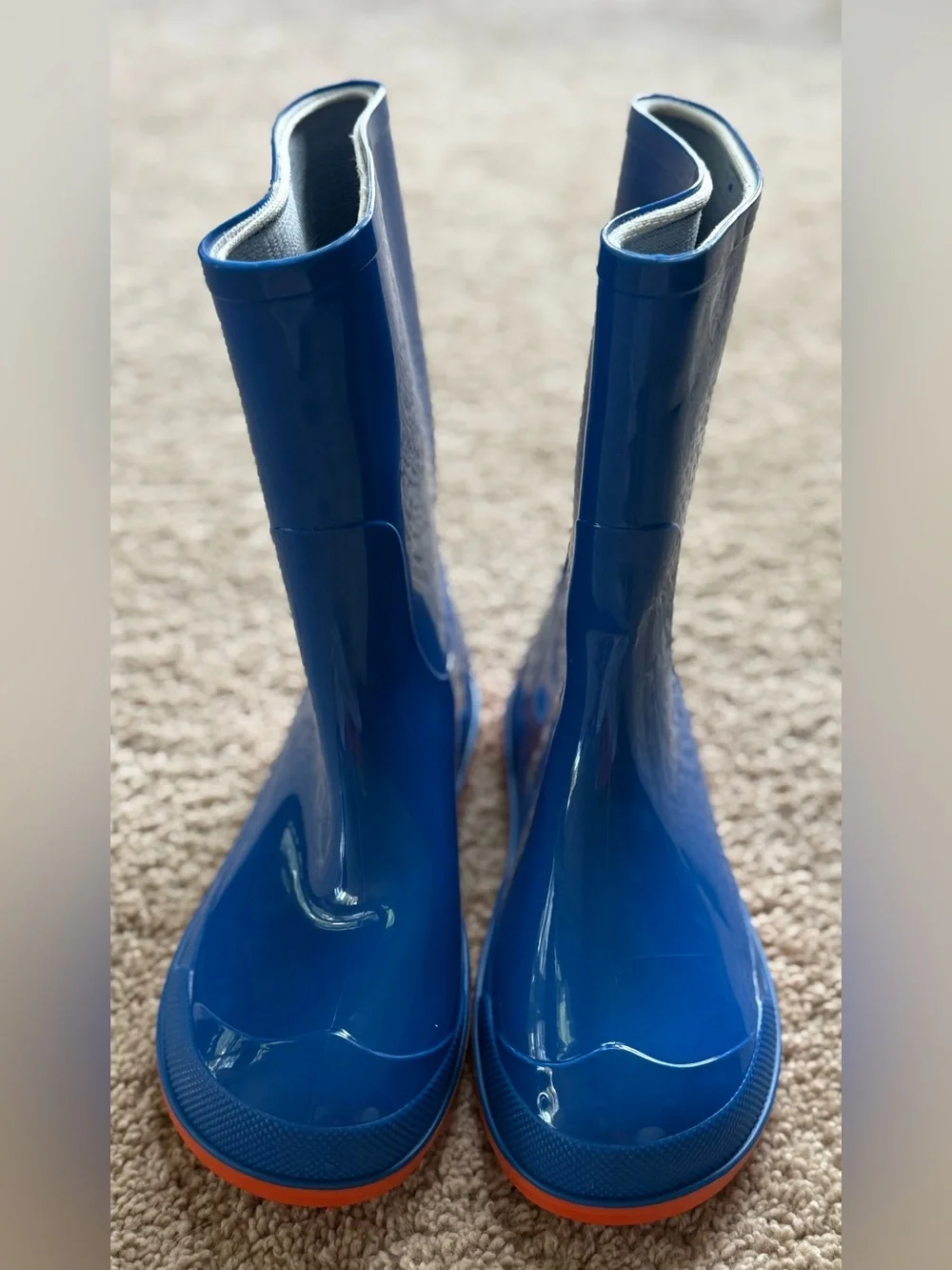 Kids Blue and Orange Rain Boots